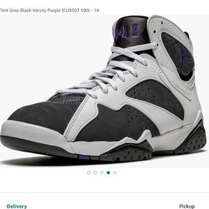 Jordan 7 Retro Flint White/Flint Grey-Black-Varsity Purple. Size 6.5 men